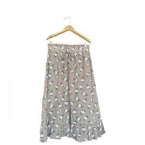 Bibi Women’s Floral Tan Floral Midi Rayon Blend Skirt XL Cottagecore Bohemian